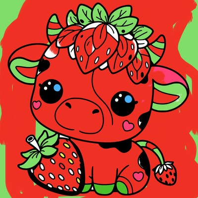 cute strawberry cow