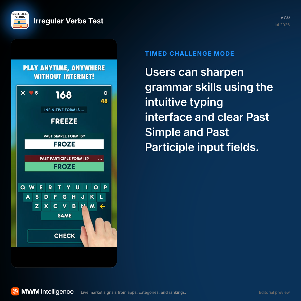 Irregular Verbs Test - Games App | MWM