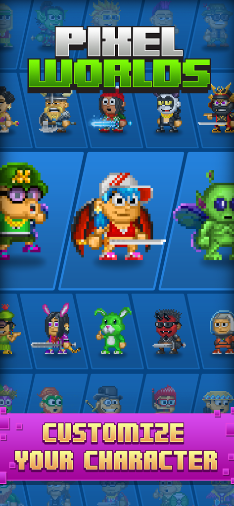 Pixel Worlds: MMO Sandbox - A variety of customizable pixel art characters in Pixel Worlds MMO Sandbox