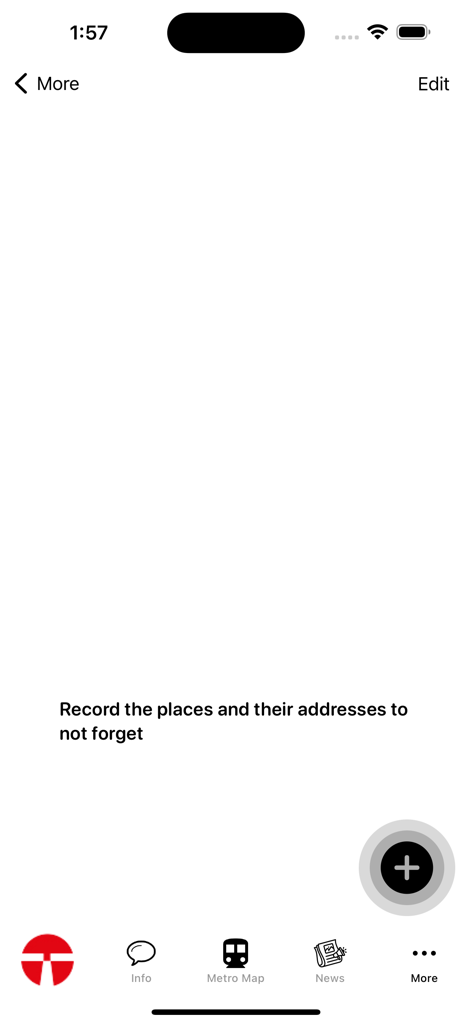 Tianjin Subway Map - User interface for recording and saving addresses within the Tianjin Subway Map app