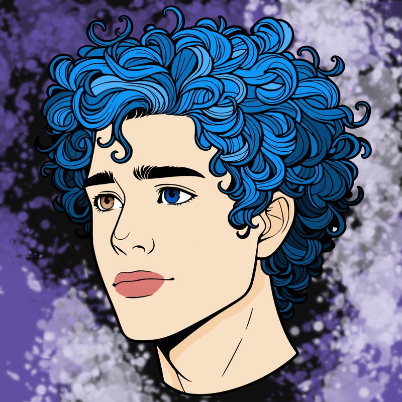 realistic guy with curly hair