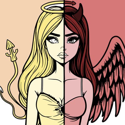 devil vs angel realistic girl
