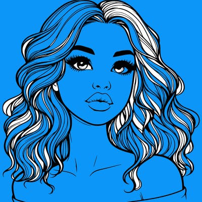 realistic girl with wavy hair and lips