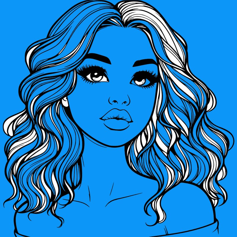 realistic girl with wavy hair and lips
