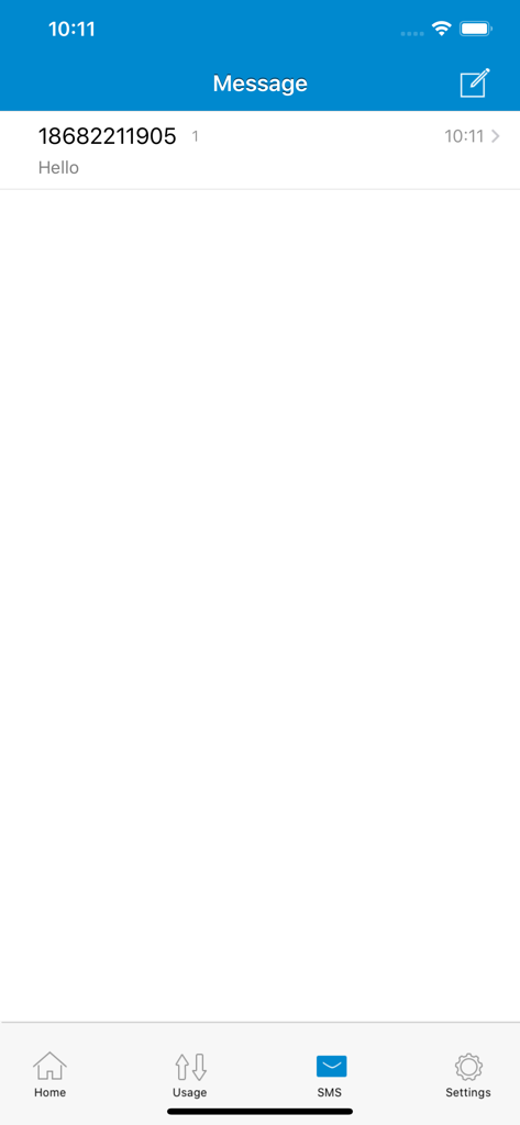 ALCATEL LINK APP - SMS message list screen within the Alcatel Link App interface