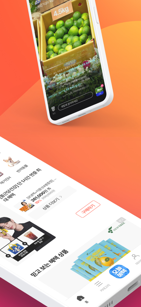 Hyundai Home Shopping mobile app interface showing live commerce streaming and featured products