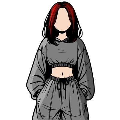 realistic girl faceless with baggy pants and a crop top