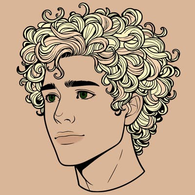 realistic guy with curly hair