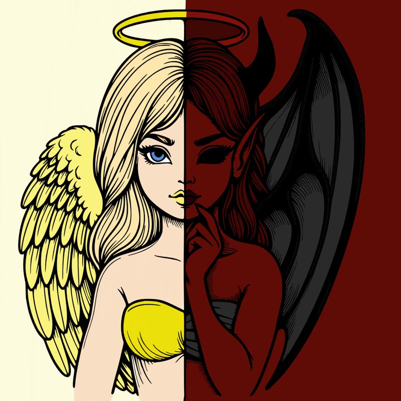 realistic angel half demon