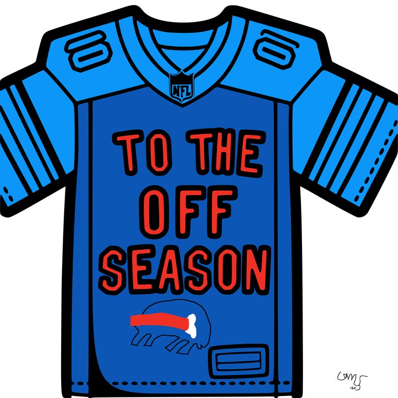 a jersey that says,”to the off-season”