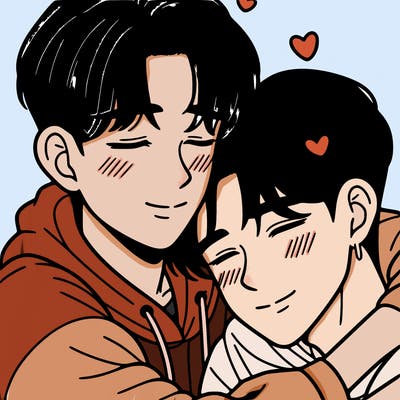 korean teen boys cuddling