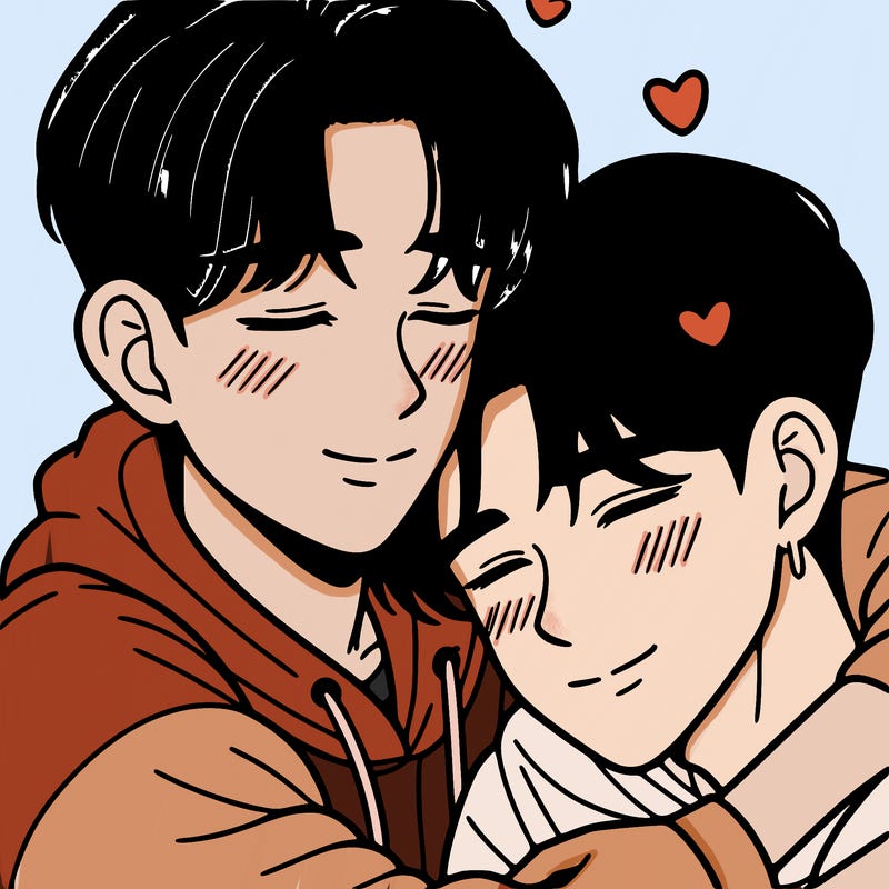 korean teen boys cuddling