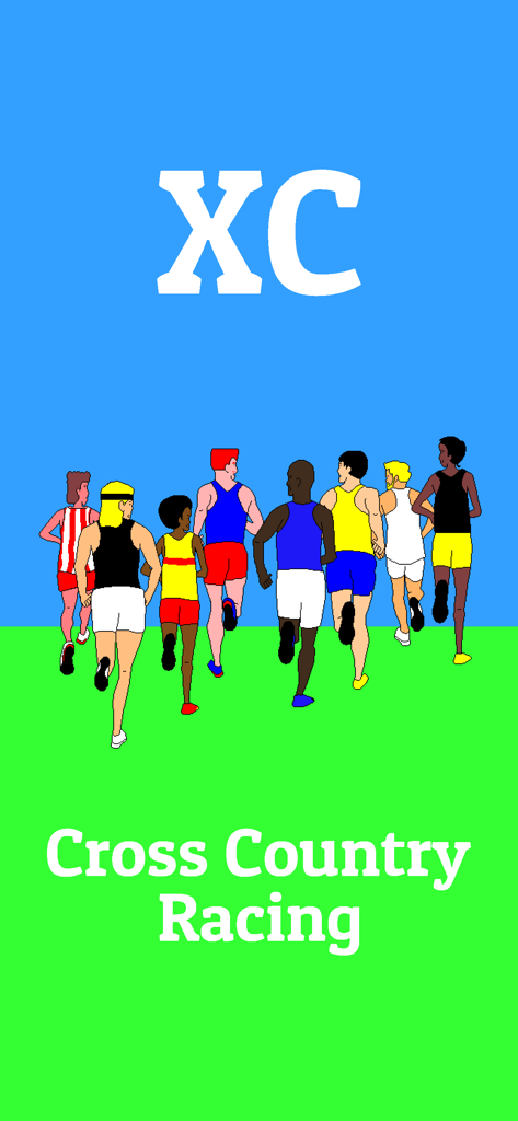 XC Cross Country Racing - A group of runners competing on a green field in the XC Cross Country Racing mobile game.