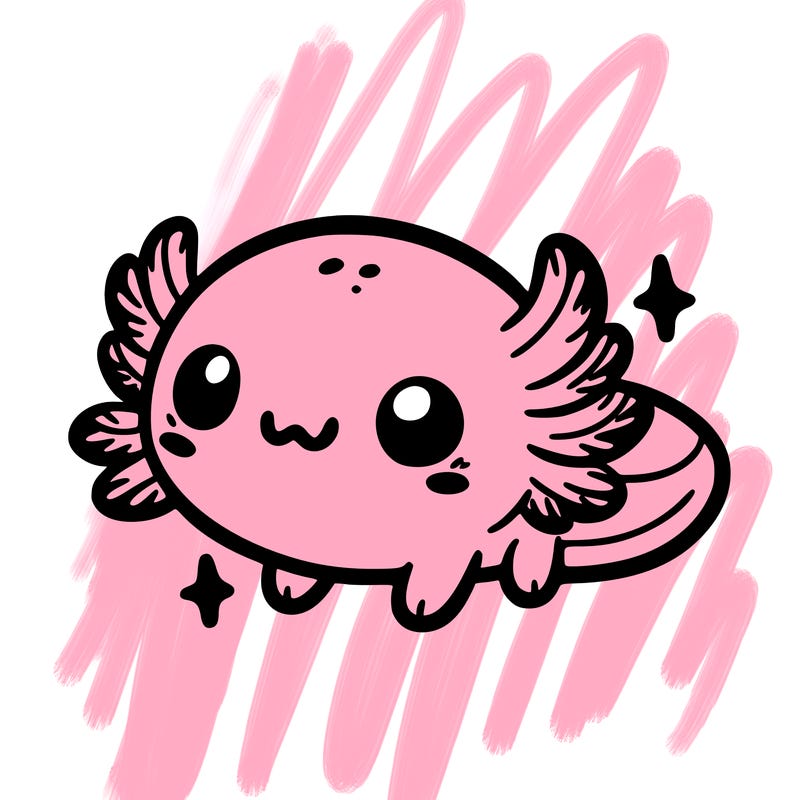 cute easy baby axolotl
