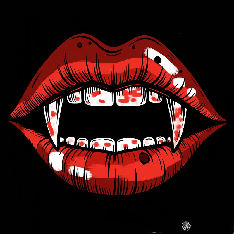 lips with vampire teeth