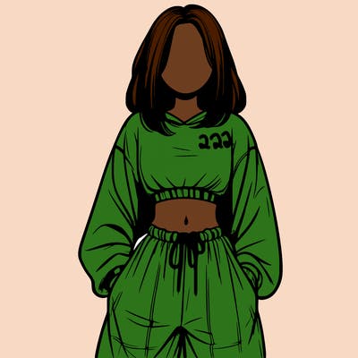 realistic girl faceless with baggy pants and a crop top