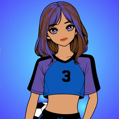 realistic girl wearing soccer jersey