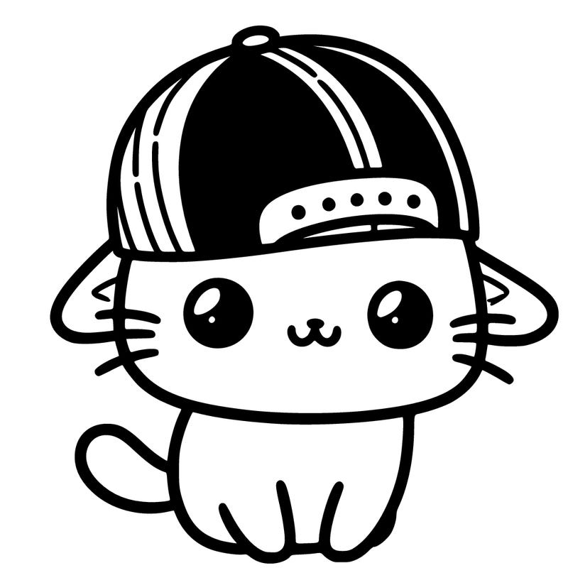 cat wearing baseball hat backwards