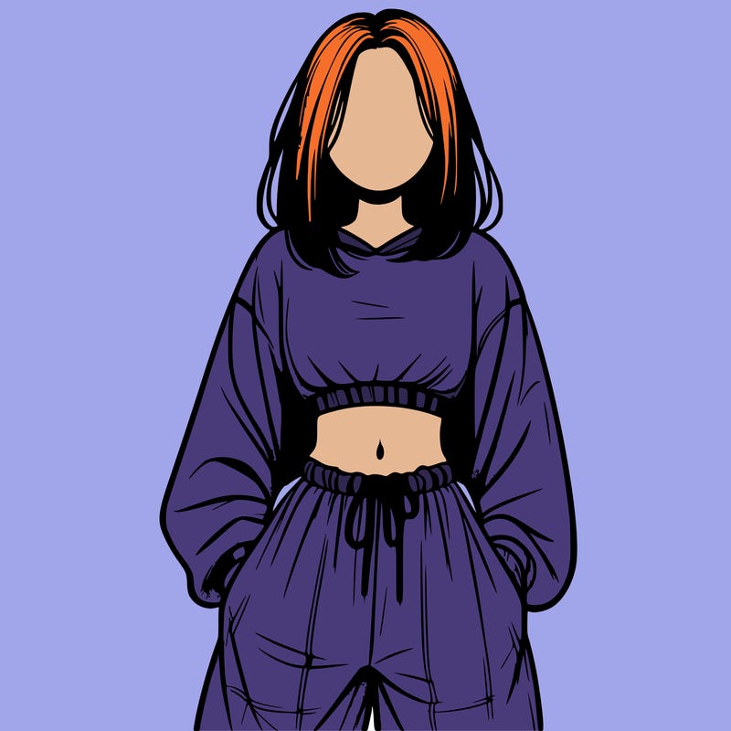 realistic girl faceless with baggy pants and a crop top