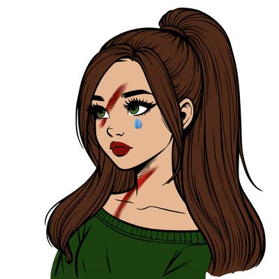 realistic girl with a high ponytail