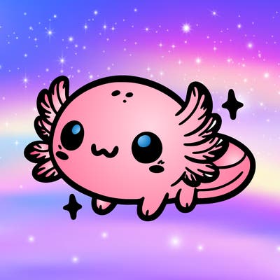 cute easy baby axolotl