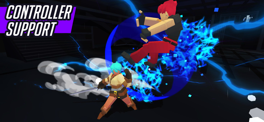 Vita Fighters - Vita Fighters action scene with blocky characters and controller support text