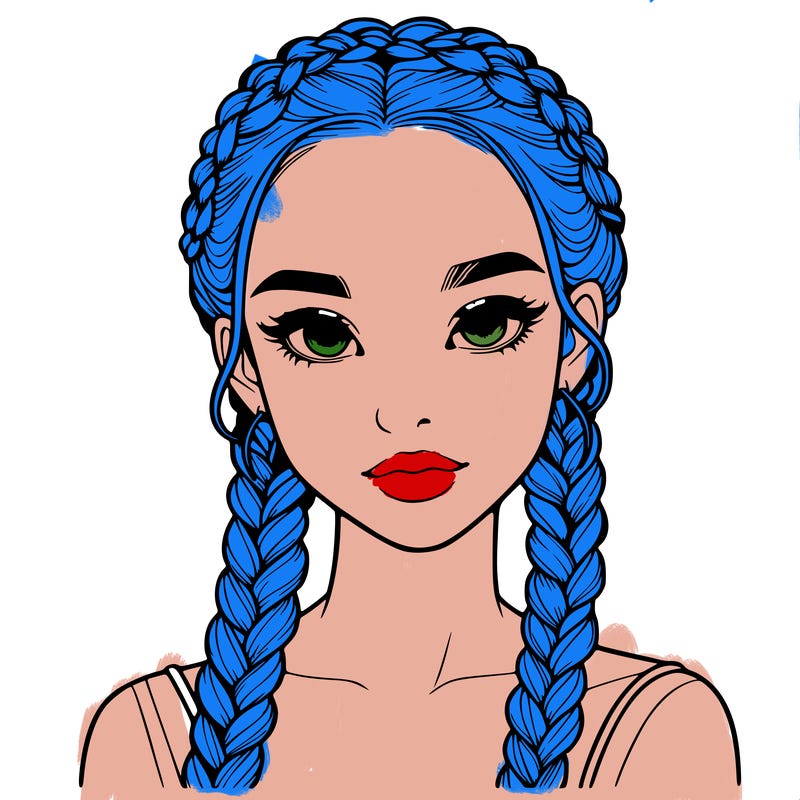 realistic girl with braids