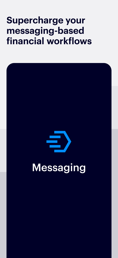 Symphony Messaging Intune - Écran promotionnel de Symphony Messaging Intune mettant en avant les flux de travail financiers