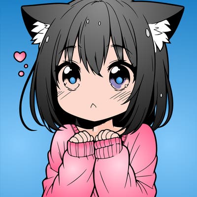 shy anime catgirl