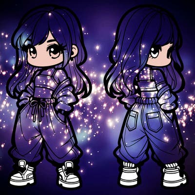 girl in crop top and baggy pants