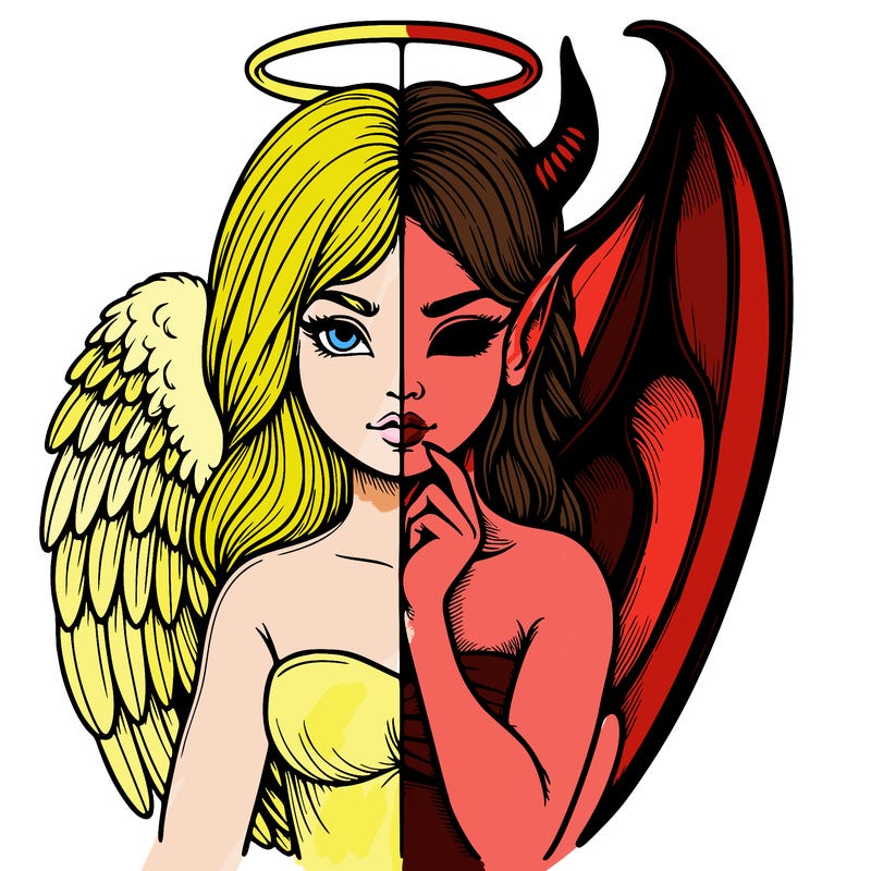 realistic angel half demon