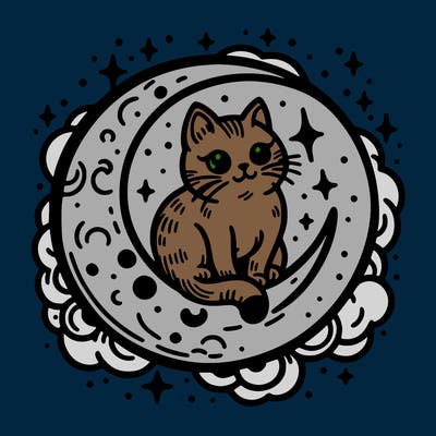 cat on the moon tattoo