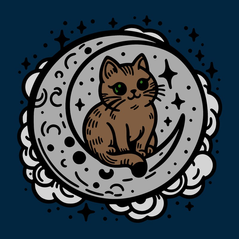 cat on the moon tattoo
