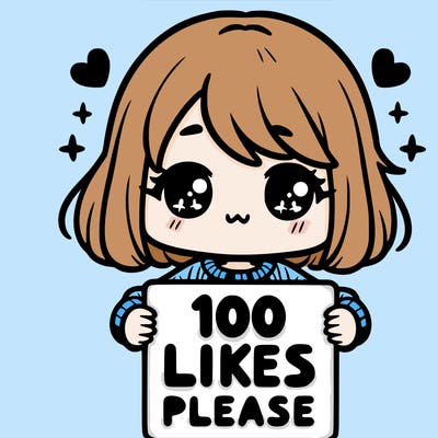 cute girl holding a sign saying 100 likes please