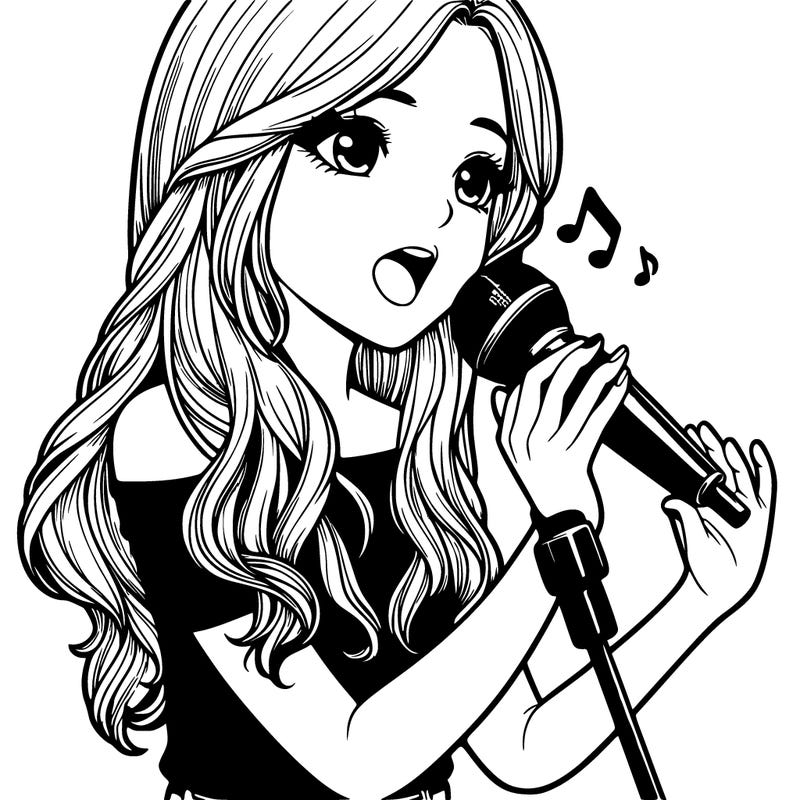 realistic girl using a mic to sing