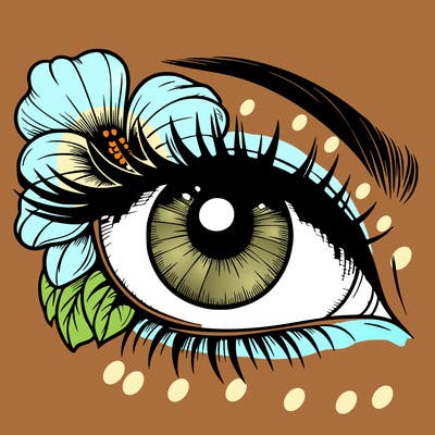 realistic eye with flower