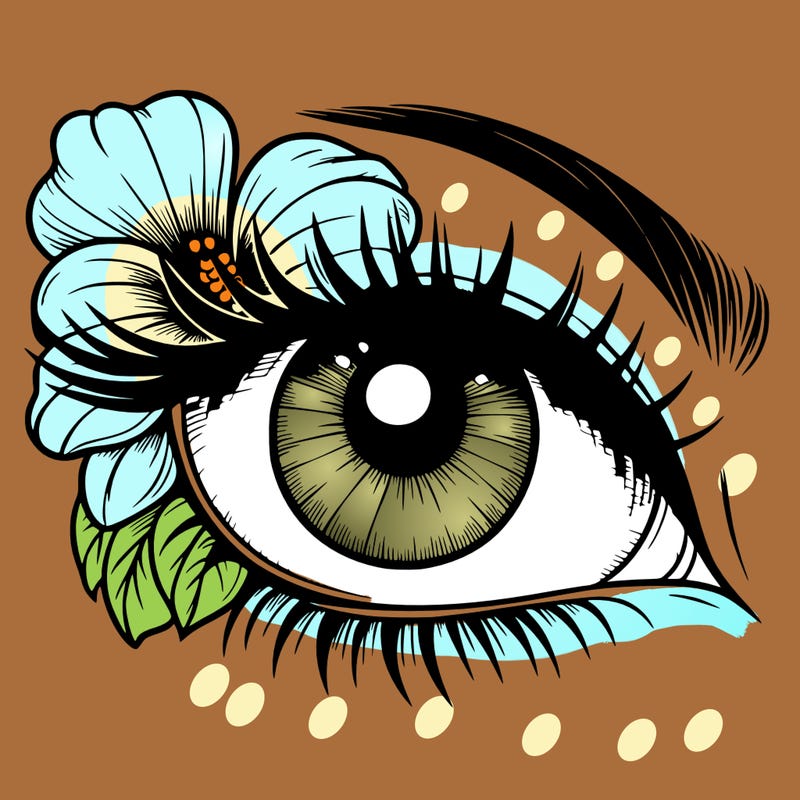 realistic eye with flower