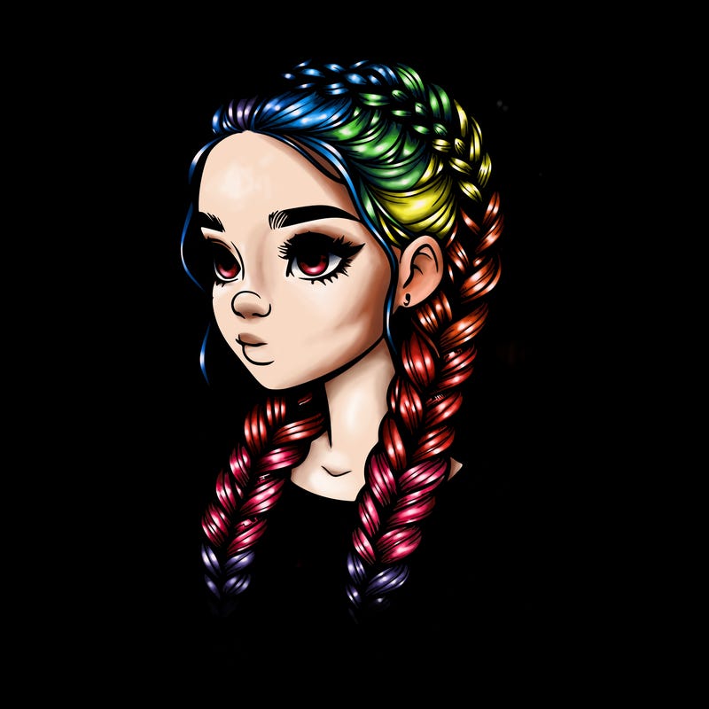 realistic girl with braids