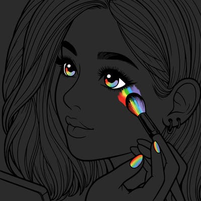 a realistic girl doing her makeup