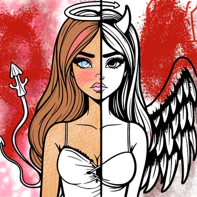 devil vs angel realistic girl