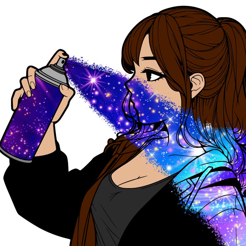 a realistic girl spray, painting