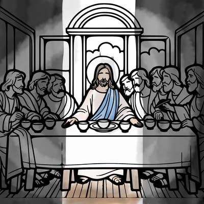 jesus shares the last supper with twelve apostles