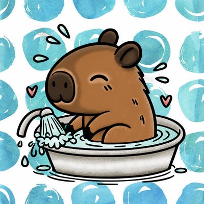 capybara taking a bath