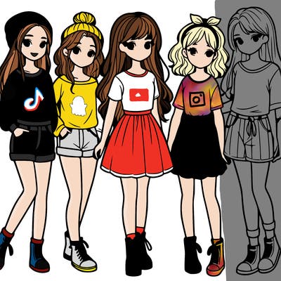 a group of five girls