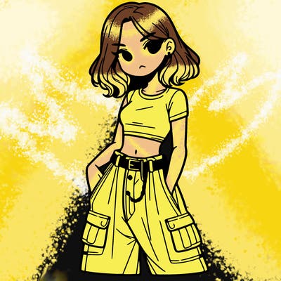 girl with crop top and baggy pants