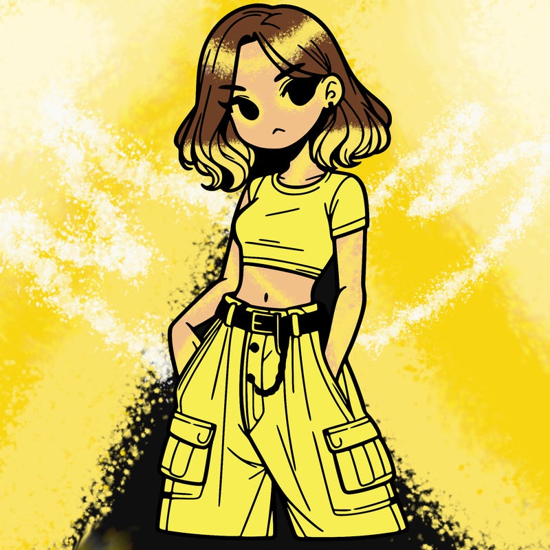 girl with crop top and baggy pants