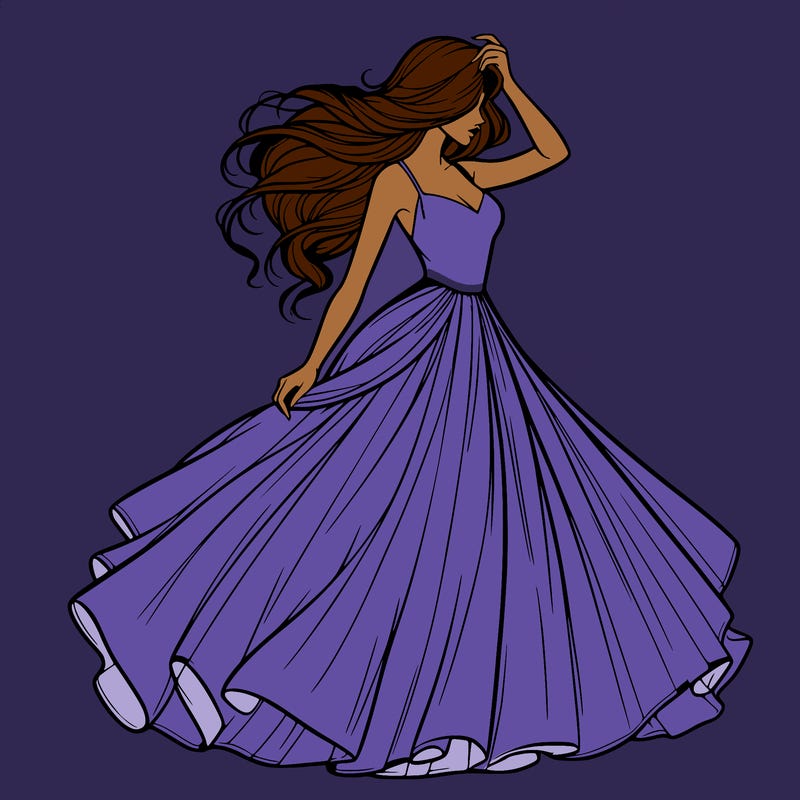 realistic woman with dress flowing in the wind