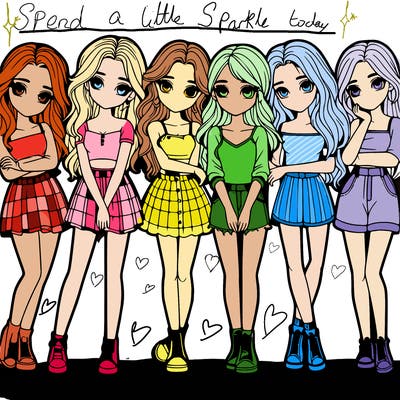 a group of girls realistic