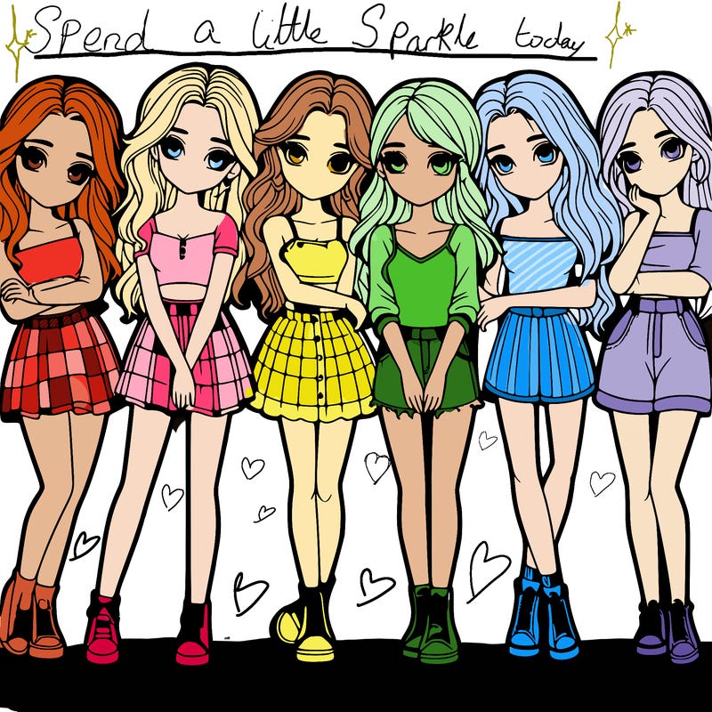 a group of girls realistic