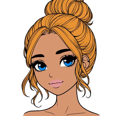 realistic pretty girl with hair in bun